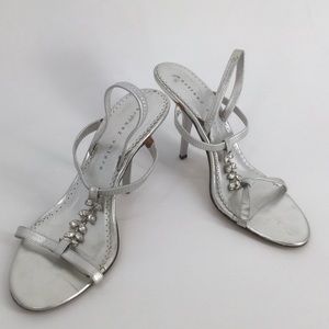 Martinez Valero 9.5 Silver Slingback Sandals